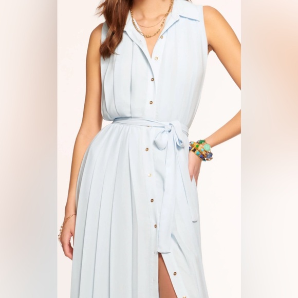 RAMY BROOK Coraline Pleated Maxi Shirtdress
Size Medium color Cristal Blue - Picture 4 of 8
